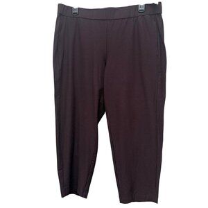 EILEEN FISHER Stretch Capri Crop Pants Large Petite Pull on Burgundy Plum